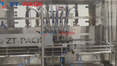 Línea de llenado de aceite de oliva en botellas de vidrio